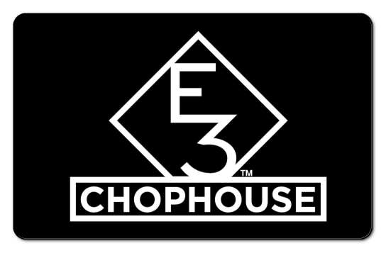 e3 chophouse minimalist logo on a black background